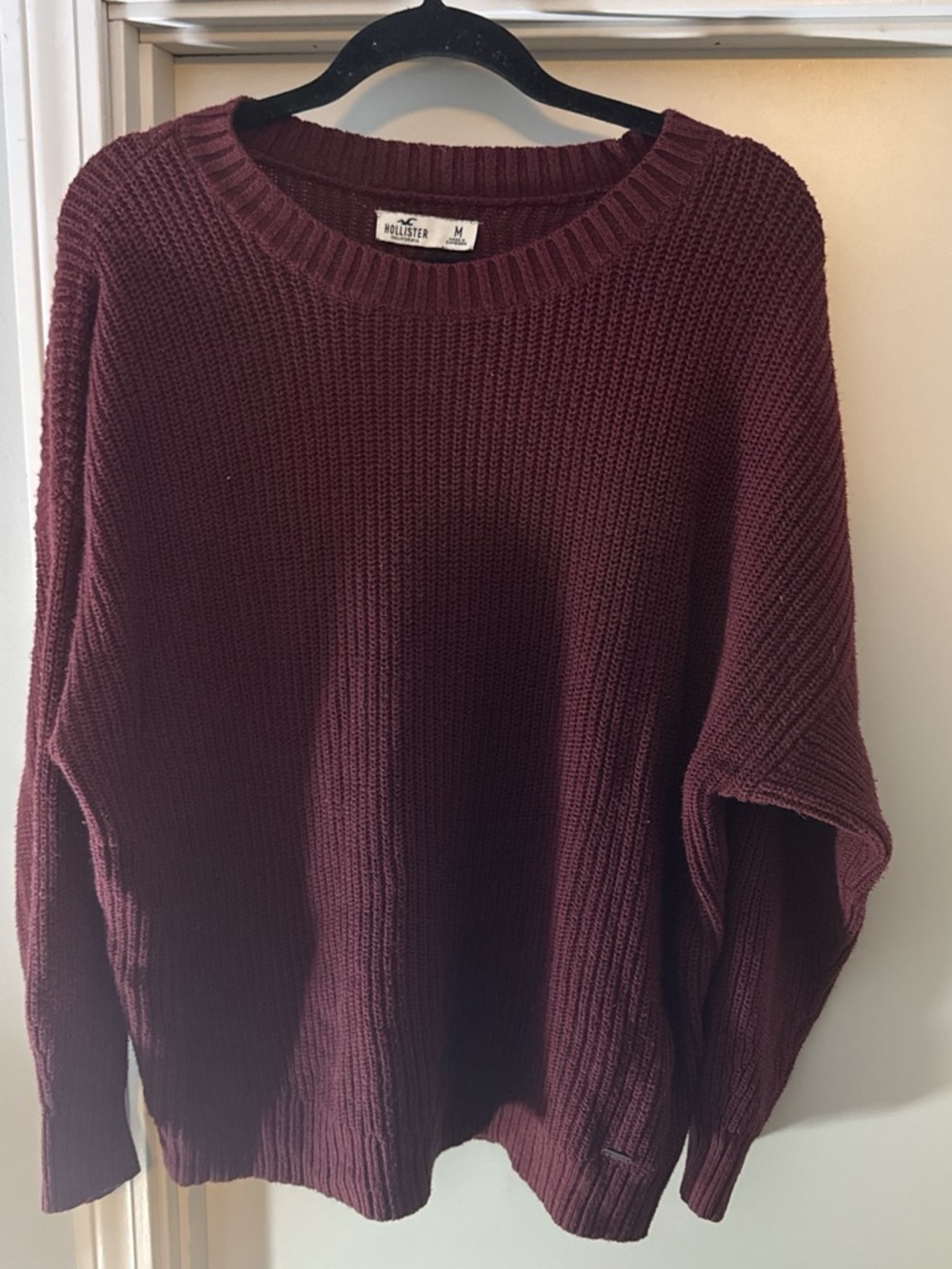 Hollister Maroon Ribbed Crewneck Sweater